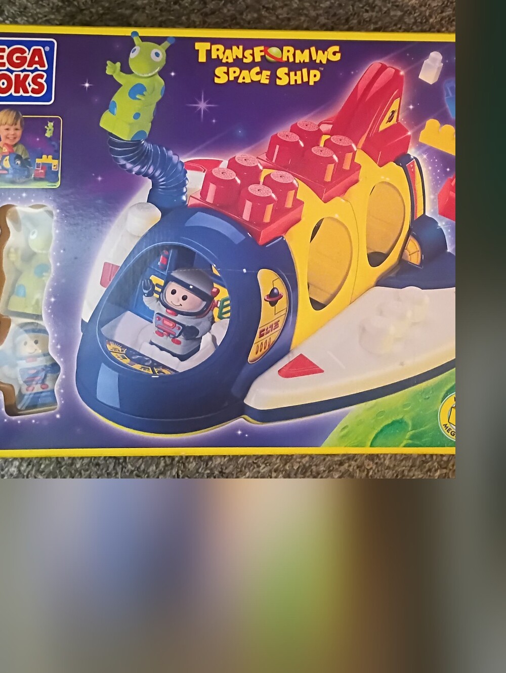Vintage Transforming Space Ship Playset - Blue, Yellow, Red